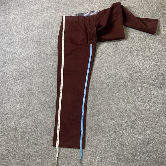 Cremieux Pants Mens 32 Raisin Red Cotton Madison Flat Front Chino Casual - Picture 5 of 11